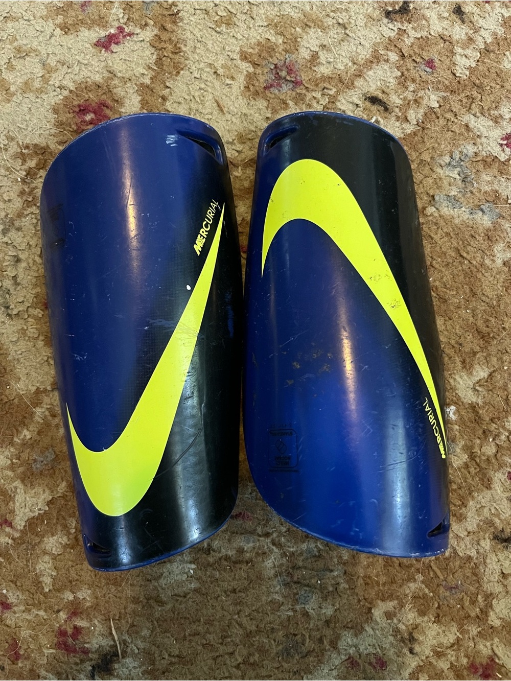 Nike Mercurial Lite Soccer Shin Guards Blue Yellow Black Protective Gear Size Sm